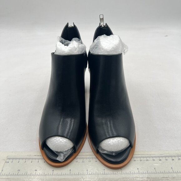 YDN Black Peep Toe Low Chunky Heels Back Zipper Sandal Ankle Boots Comfy Shoes - Picture 3 of 8